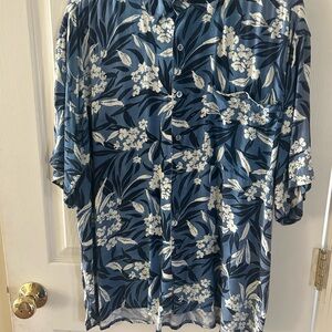 Blue Floral Button-Up Shirt - Montage (L)